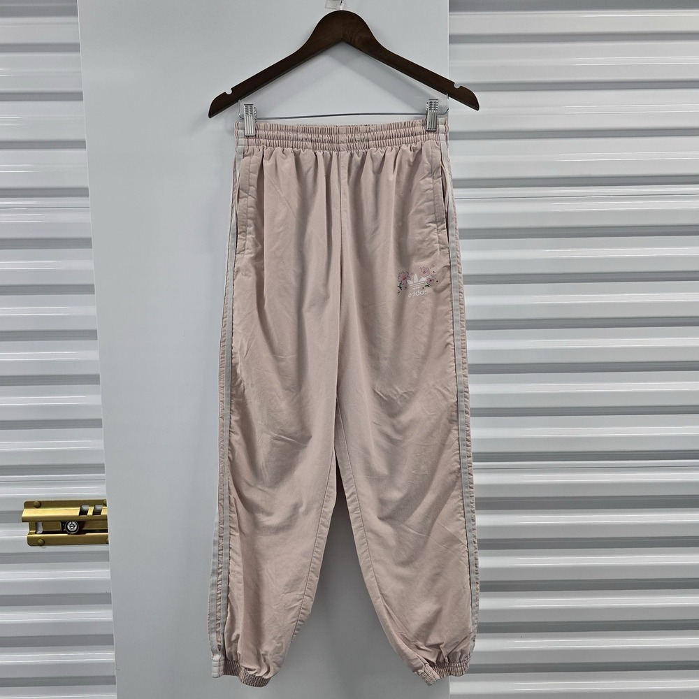 Adidas Originals Women's M Pink Floral Trefoil 3 Stripe Track Pants